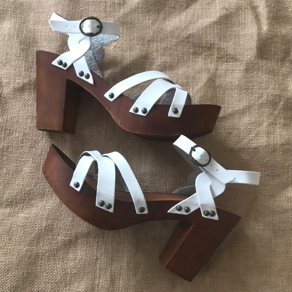 Madden Girl Shoes - Madden girl white braided platform strappy clogs